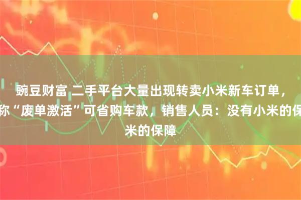 豌豆财富 二手平台大量出现转卖小米新车订单，号称“废单激活”可省购车款，销售人员：没有小米的保障